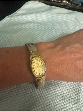Timex Two-Tone Gold and Silver Oval Dial Bracelet Watch